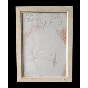 Painting Of A Nude Woman In Pastel By François Pellarey