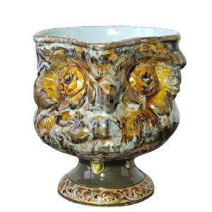 Small Earthenware Owl Pitcher / émile Gallé