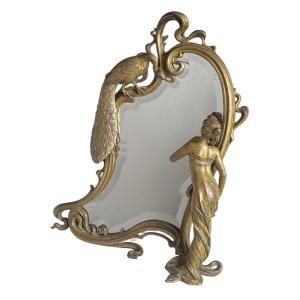 Sculptural Art Nouveau Table Mirror