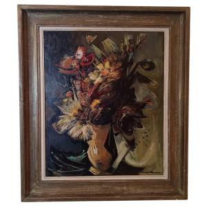 Oil Painting "bouquet Of Flowers" By Rodolphe Caillaux
