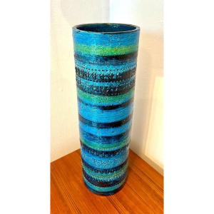 Large Blue Ceramic Vase By Aldo Londi For Bitossi, Rimini, Italy, 1960s