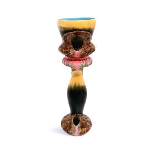 Art Nouveau Barbotine Column Planter