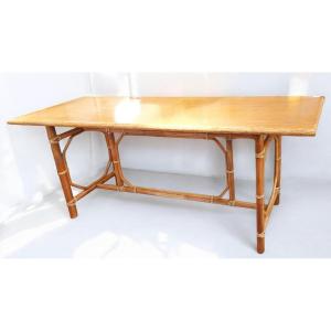 Tiki-style Bamboo Console Table, 1980s