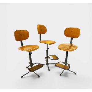 3 Industrial Stools 1950