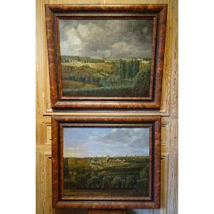 Pair Of Landscapes, Oil On Canvas 1st Half Of The 19th Century