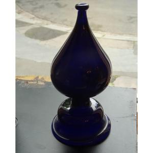 18th Century Blue Blown Glass Tobacco Shaker Or Touine, Tanville, Normandy