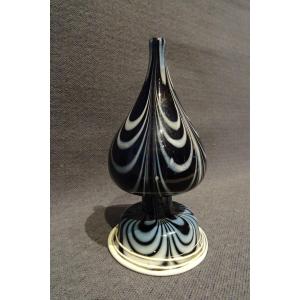 18th Century Blue Combed Blown Glass Tobacco Shaker Or Touine. Tanville, Normandy