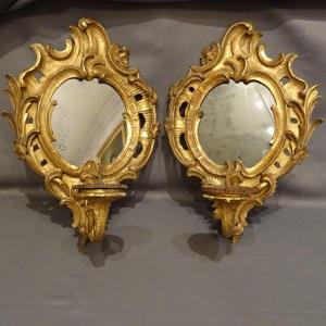 Pair Of 18th-century Giltwood Mirror Sconces