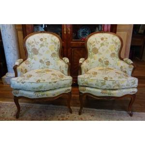 Pair Of Louis XV Period Bergères Stamped J Lechartier