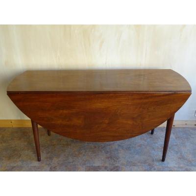 Folding Round Table Solid Mahogany Louis XVI