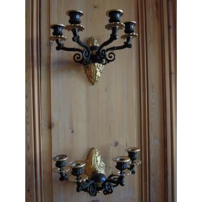 Pair Of Gilt Bronzewall Sconces, Restoration Period