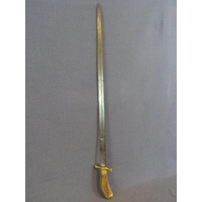 Hunting Dagger With 18th Century Engraved Blade