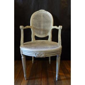 Louis XVI Period Office Armchair In Lacquered Wood
