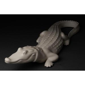 Armand Petersen: "caiman", Rare B&g Mat White Porcelain, Art Deco Period