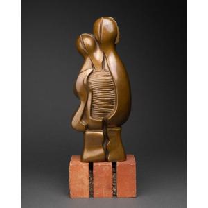 David Erevantzi (1940-) : "maternity", Original Bronze Sculpture Circa 1980-85