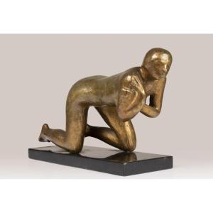 Pierre Lagenie (1938-2020): "la Louve", Original Bronze Sculpture Numbered X/8