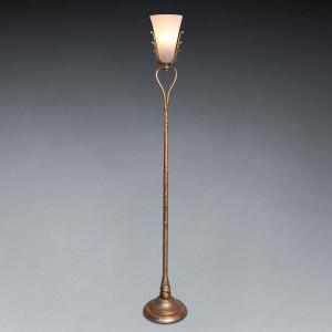 Giovanni Banci : Old Gilt Bronze Floor Lamp With Glass Shade - 1950/70