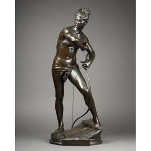Henri Peinte (1845-1912): "sarpedon", Patinated Bronze Sculpture C.1890