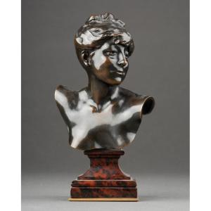 Alexandre Falguiere (1831-1900) Bust Of Diana - Patinated Bronze. Early 20th Century