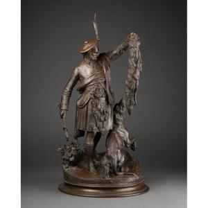 Pierre Jules Mene (1810-1879) 'scotsman Showing A Fox To His Dog' Bronze 19th Century