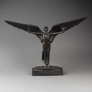 Victor Segoffin (1868-1925) 'winged Victory' Patinated Bronze Circa 1920/30