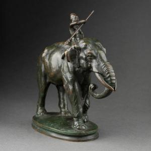 Alfred Barye - Elephant Tamer, Rare Late 19th Century Bronze