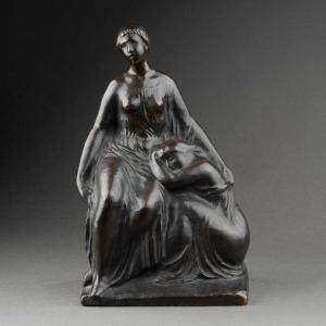 Joaquim Claret Valles (1879-1965) Mother And Child - Original Bronze Cast