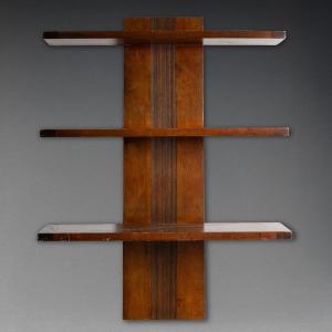 Modernist And Minimalist "invisible" 3 Floors Veneer Shelves C.1930-50
