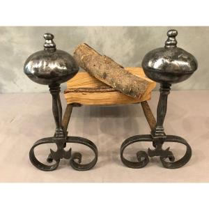Old Iron Andirons From The End Of The 17th Century