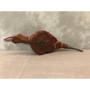 19th Century Carved Wooden Bellows Decorated With Flowers