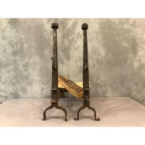 18th Century Wrought Iron Andirons
