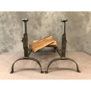 Pair Of 18th Century Tin Andirons