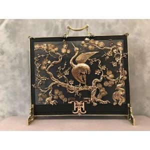 Fireplace Screen In Bronze And Brass From The 1900s