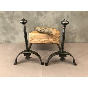 Pair Of 19th Century Iron Andirons