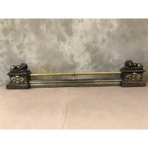 Fireplace Bar, Old Model Fireplace Bar With Lions From The 19th Century