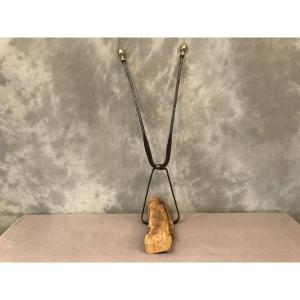 Large Log Tongs With Iron And Bronze Arms From The Late 18th Century