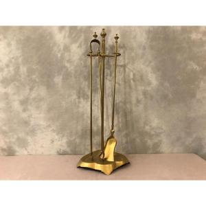 Antique Brass Fireplace Servant From The 19th Louis Philippe Period. 