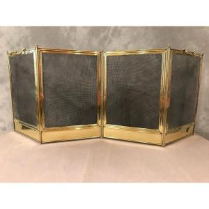 Antique Brass Fireplace Fire Screen From The 19th Charles 