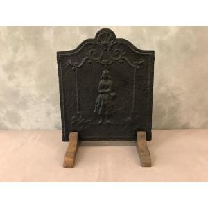 Small Old Cast Iron Fireplace Plate From The 18th Century