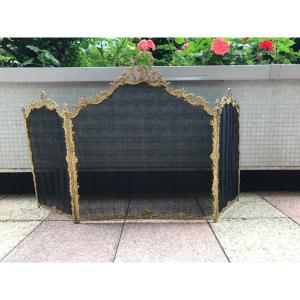 Beautiful 19th Century Bronze Fireplace Fire Screen, Louis XV Style
