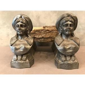 Cast Iron Andirons 19th