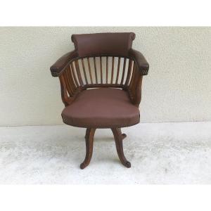 American Oak Swivel Office Chair Circa 1900