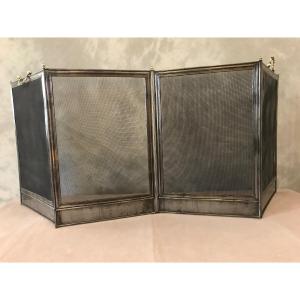 19th Century Polished And Varnished Iron Fireplace Screen 