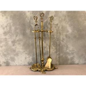 Antique Bronze And Brass Fireplace Servant From The 19th Century 