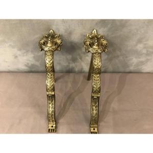 Pair Of 19th Century Bronze Curtain Rod Doors 