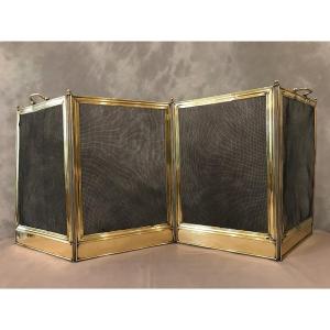 Antique Brass Fireplace Screen From The 19th Century Charles X 