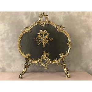 19th Century Louis XV Style Bronze Fireplace Screen 