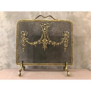 19th Century Louis XVI Style Bronze Fireplace Screen
