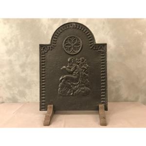 Antique Cast Iron Fireplace Plate (44.5 Cm X 58.5 Cm) From The Late 18th Century