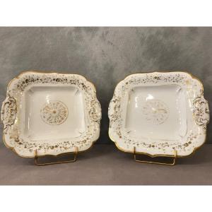 Pair Of Old Porcelain Cake Plates. Paris 19th Century Jacob Petit